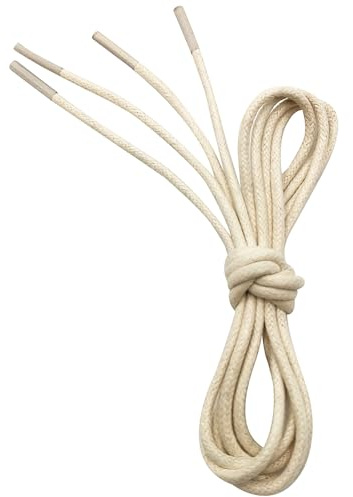 VSUDO 60 cm Lacci Scarpe Beige Eleganti Cerati Rotondi, ø2.5mm Lacci Crema per Oxford Derby Brogue, Stringhe Scarpe Tondi per Chukka Stivali(1 Paio-Beige-060cm)