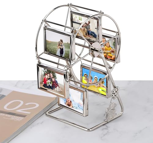 Cornice Girevole Ruota panoramica,Cornice Personalizzata per Foto di Famiglia,Cornice portafoto Vintage da Tavolo da scrivania, er 12 Foto, Decorazioni per la casa, Decorazione per la casa in st