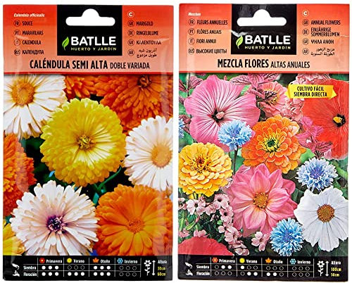 Semillas Batlle - Caléndula semi alta doble variada & Mezcla Flores ALTAS anuales