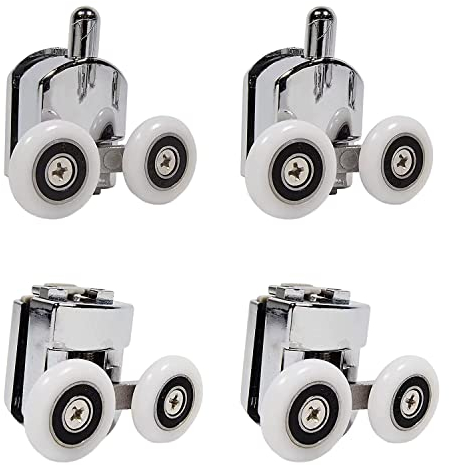 Lot de 4 roulettes doubles pour porte de douche, poulies de 23 mm de diamètre, pièces de rechange pour salle de bain (modèle 2)