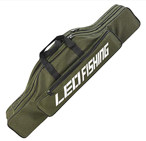 Conskyee Fishing Rod Case, Portable Foldable Fishing Pole Bag,Double Layer Large Capacity Oxford Fishing Travel Storage Bag (80cm/2.62ft)