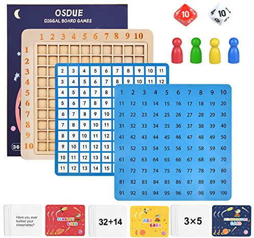 OSDUE Multiplikationstafel Multiplikationsbrett, Hölzernes Montessori-Mathe-Zählen von Hundert-Brett, Lernspiel