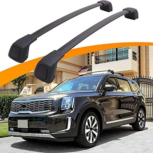 HOWENG Barres Toit Voiture Rail Cross Aluminium,pour Telluride 2019-2022 Rails Support Barre Transversale Automatique Porte-Bagages sur Toit Support Vélo Transport Supérieur