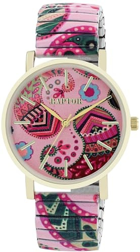 Raptor Colorful Edition Ausgefallene Damenuhr Bunt | Armbanduhr Damen außergewöhnlich mit Zugarmband | Besondere Damenarmbanduhr – Modische Uhr Frauen Senioren (rosa pink)