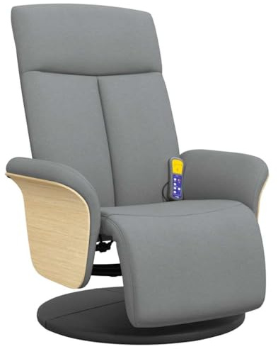vidaXL Massagesessel mit Fußteil Hellgrau Stoff
