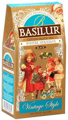 sarcia.eu BASILUR Winter Holidays -tè Nero Foglie con Ciliegie, scorza d'arancia e Fiori, tè di Natale 85 g, 1 pacchi