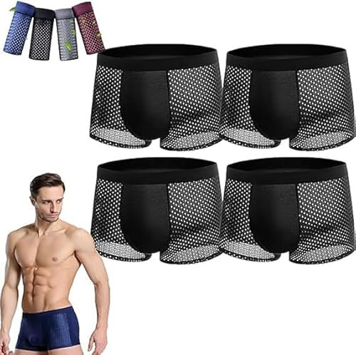 GeRRiT Confezione da 4 Boxer in Fibra di bambù - Comfort per Tutto Il Giorno Intimo Traspirante Traspirante Morbido Altamente Elastico