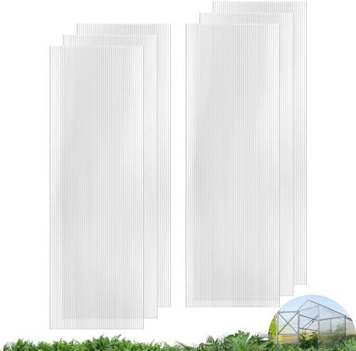 UMIG 6 PCS 6' x 2' x 0.32'' Clear Roof Polycarbonate Greenhouse Panels | Polycarbonate Replacement Sheets, Outdoor, 6ftx2ft, Twin-Wall Double-sided UV Protected Waterproof High Weather Resistance