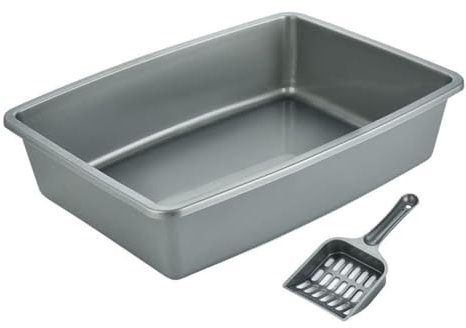 Katzenklo Katzentoilette Katzentoilette Aus Kunststoff Mit Streuschaufel, Große Katzentoilette, Geeignet Für Kätzchen, Für Kätzchen Bis Hin Zu Älteren Katzen Katzentoiletten(Grey)