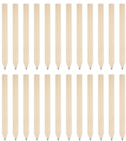 PATIKIL Medio Lápices a Granel, 24 Piezas Pre-Afilado Corto Hexágono Lápices de Madera Mini HB Grafito Lápiz de Estuche de Madera para Suministros de Escritura de Oficina de Aula