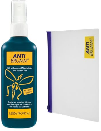 Anti Brumm Ultra Tropical Reisebundle, Pumpspray 150 ml+Flugbeutel: Insekten-Repellent für effektiven Schutz gegen Mücken und Zecken, Mückenspray mit DEET