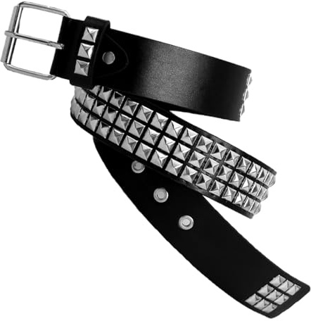 Shatore Rivet Belt PU Leather Punk Belt for Men, Adjustable Black with Studded Design for Casual and Party Wear