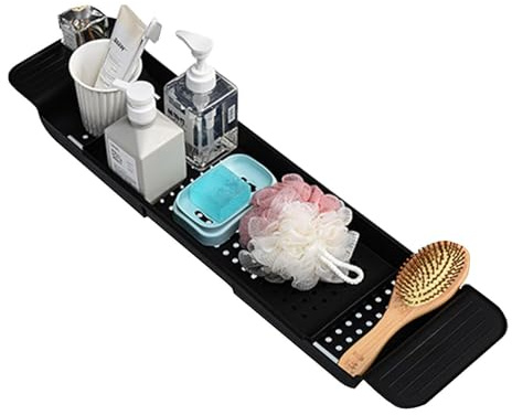 Bandeja de baño, Organizador de bañera Ajustable, Bandeja retráctil para bañera, Nuevo hogar, Boda para Pareja, Regalo de Despedida de Soltera para Mujeres