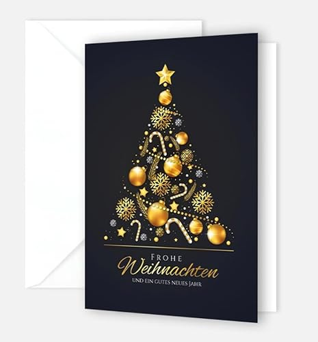 30 edle Weihnachtskarten mit 30 Kuverts 12x18cm Klappkarten für Firmen Unternehmen Grusskarten für Weihnachten merry christmas