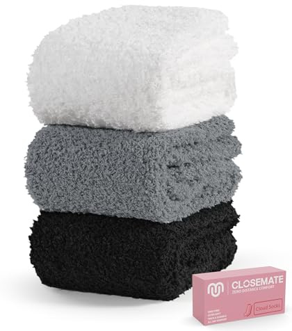 CLOSEMATE Calcetines Termicos Mujer Coralina Felpa Suave Calidos Coral Comodo para Casa Dormir Invierno Calientes Grueso Regalo para Ella 1Blanco1Gris Oscuro1Negro