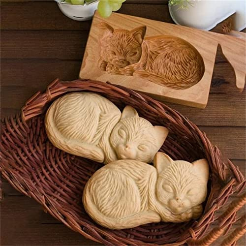 Molde de madera de haya para galletas, Molde para galletas de madera tallada, molde de galletas de maderas multipatrón, adecuado para galletas, pan de jengibre (#1)