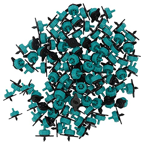 Eujgoov Accessorio Gocciolante per Gocciolamento Emettitore, Plastica 100pcs 8L di Pressione, per l'irrigazione Orticola di 4/7 del Tubo, 3,8x3,3 Cm