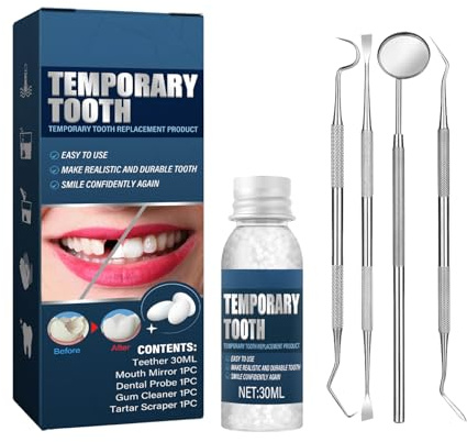 Zahnreparaturset Zahnersatz-Temporäre Zahnreparatur Set-Provisorische Zahnfüllung Reparatur Kit-für die temporäre Wiederherstellung von fehlenden & gebrochenen Zähnen