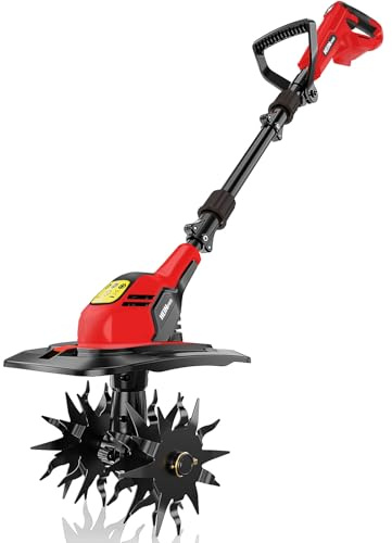 HEINPRO Cordless Tiller Cultivator Compatible with Milwaukee M18 Battery, 9In Tilling Width & 7In Depth Electric Tiller for Gardening, 360RPM Rototillers for Garden Cultivator (Tool Only)
