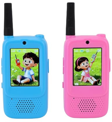 ZASCHMOY Videoportero para Niños, Walkie Talkie para Niños y Niñas con Pantalla de Vídeo, Comunicación Cara a Cara, Batería Recargable Incorporada, para Juegos Al Aire Libre, Camping,