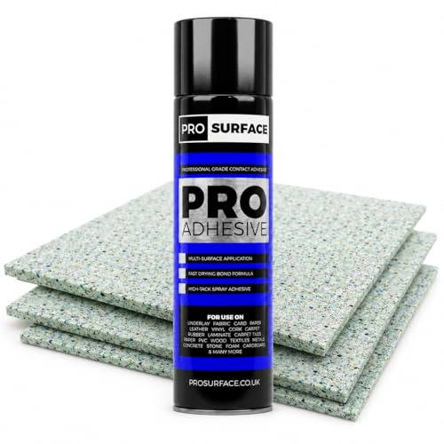 2 Cans Underlay Spray Adhesive for Carpet Underlay Foam Felt Floor Fitting Glue - Pro Surface 500ml High Tack Contact Adhesive