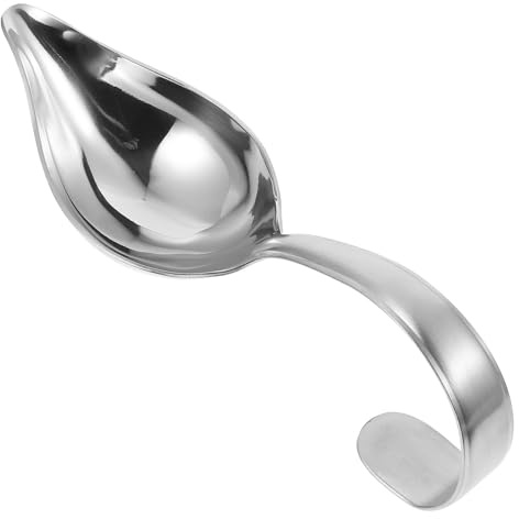 Operitacx Cuchara para Salsa de Acero Inoxidable 304, Diseño de Boquilla Delgada, Resistente y Cómoda para Uso en Cocina y Presentación de Platos