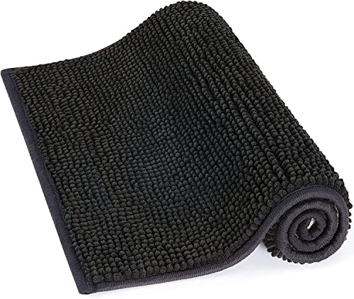 Lifewit Badematte, saugfähig, rutschfest, 80 x 50 cm, extra dick, für Badezimmer, Schwarz