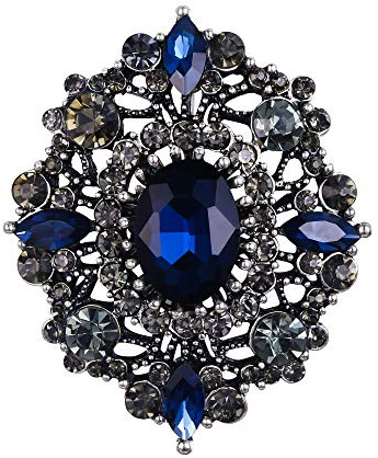 EVER FAITH Vintage diamantbrosch för kvinnor, oval kristall strass tillbehör, kläddekoration, Medios, Kristall Metall, Kristall