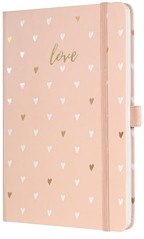 SIGEL JN335 Taccuino Jolie, formato ca. A5, a righe, con scritte, rosa pesca