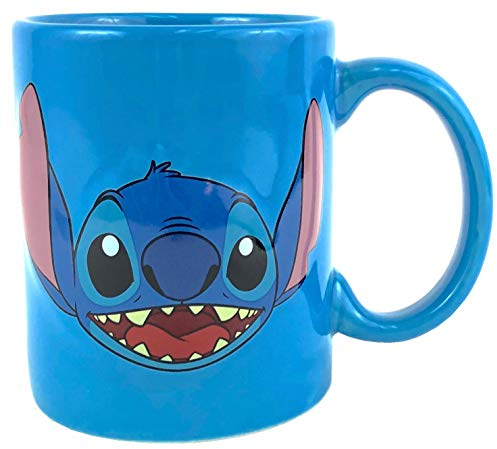 Disney Lilo And Stitch - Taza de alivio 3D de cara completa, color azul, 11 onzas