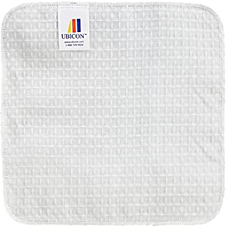 UBICON 100% Organic, Soft and Climate Friendly Cotton White Dish Cloth (10 X 10) Featuring Waffle Wave Design for Extra Absorbency, Cleaning Power and Durability (Pack of 5)