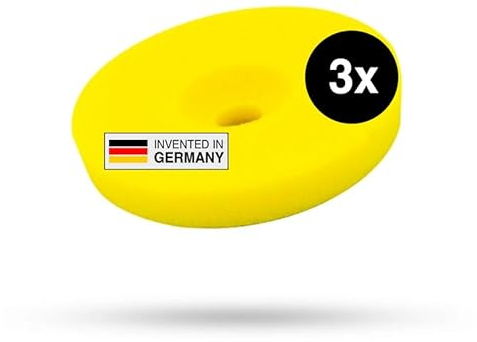 Liquid Elements – Centriforce V2 Polierpads 150mm – Polierschwamm mit speziell entwickelter Fräsung für optimierte Ergebnisse – Auto Polieraufsatz für Poliermaschinen (Gelb | Medium Cut | 3 Stück)