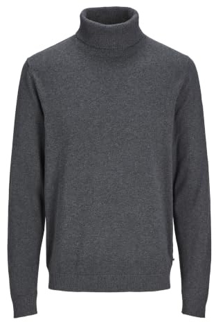 JACK & JONES Jjebasic stickad rulle hals Noos stickad tröja, Mörkgrå melange, M