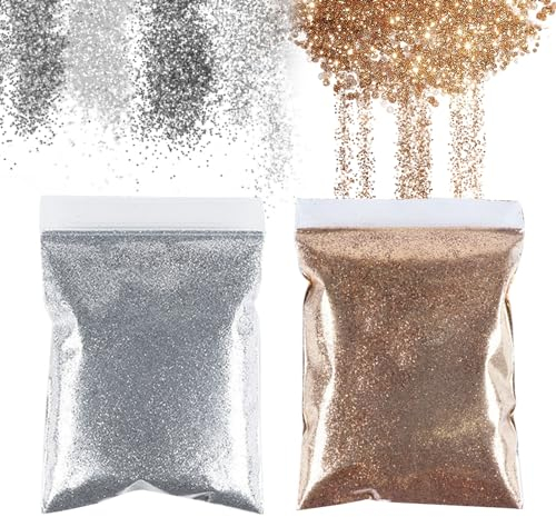 Gold + Silber Glitzer 100g,Glitzerpulver Pailletten,Basteln Glitzer Staub,Bastelglitzer für Nägel,Masquerade, DIY Nagelkunst