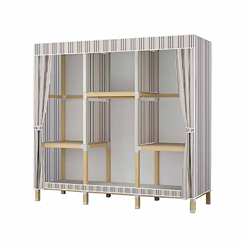 UYSELA Stabiler Kleiderschrank,temporärer Schlafzimmerschrank,einfacher Schrank mit Massivholzrahmen für Schlafzimmer,Gastfamilie mit 10 Fächern (Größe: 168 x 125 x 45 cm)
