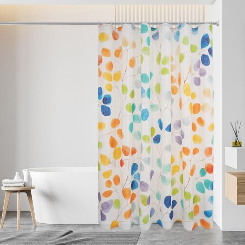 Alishomtll Duschvorhang 180x200cm, Wasserabweisend Antischimmel Beschwerter Saum Textil Polyester Waschbar Stoff Badevorhang für Badewanne Badezimmer, Kinder Duschvorhang mit Duschvorhangringe