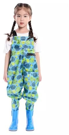JCWGLY Kids Fishing Waders, PVC Hip Wading Boots for Boys and Girls 2-15 Years, Chest Waders with Boots for Outdoor Beach (Color : Style2, Size : 12-13 Years)