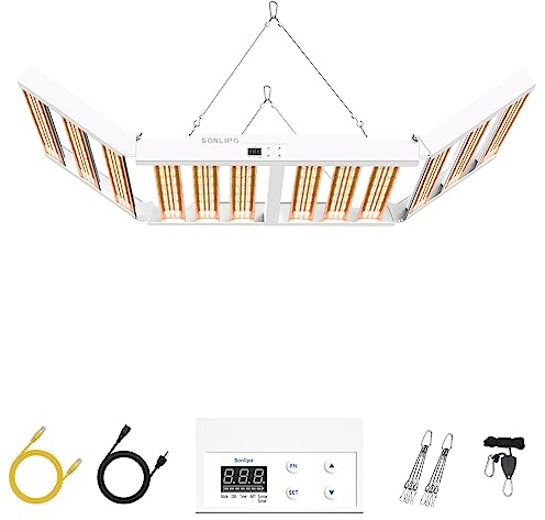 SPF6000 PRO Pflanzenlampe Led Vollspektrum Grow Light 600W 180x180cm Abdeckung mit Gemüse- und Blüten-Dimmer, Timer, Pflanzenlicht Led Grow Lampe für Zimmerpflanzen Gemüse Aussaat Blumen