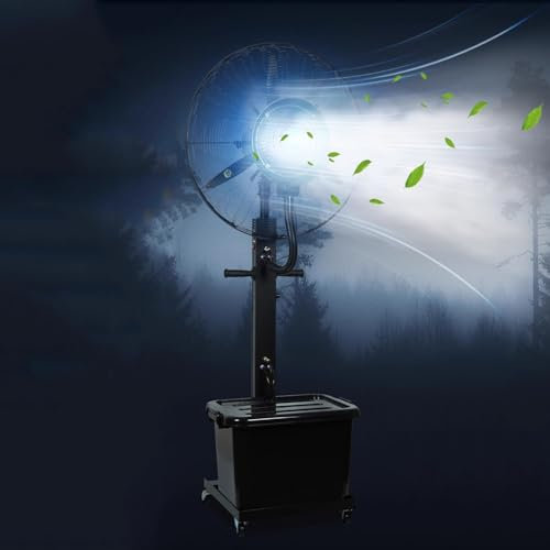 Ventilador de nebulización portátil con tanque de agua de 44 litros, ventilador industrial de pulverización de refrigeración de agua de 3 velocidades, niebla de oscilación de 90° para uso en