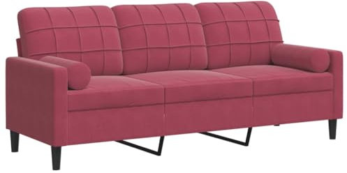 vidaXL 3-Sitzer-Sofa mit Zierkissen Weinrot 180 cm Samt