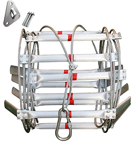 PNAJFUEL Strickleiter,Sicherheitsleiter Aluminium-Legierung Draht Weiche Leitern, Faltbar Notfall Feuer Flucht Seil Leiter/39Ft/12M