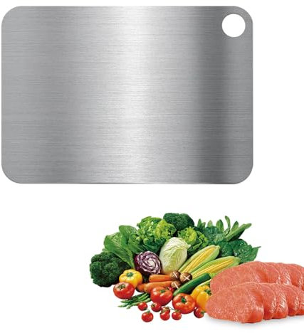 Tagliere in Titanio per Cucina, 14.5x23.5 cm Tagliere in Acciaio Inox Alimentare, Doppio Lato tagliere Titanio, per Carne, Frutta, Verdure