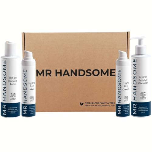 MR HANDSOME Gesichtspflege Männer Set | Fettige Haut | Zertifizierte Naturkosmetik | 4-teiliges Männerpflege-Set