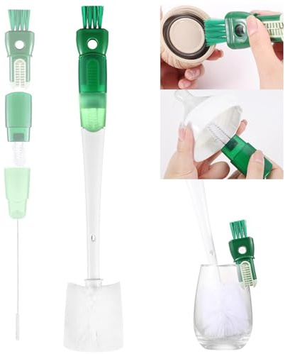 5 in1 Multifunctional Water Bottle Cleaning Brush Flaschenbürste | Lang Baby Bürste mit 5 Bürstenköpfen Straw Cleaner Brush Set Geeignet für Babyflaschen,Thermosflaschen,Strohhalme(Grün)