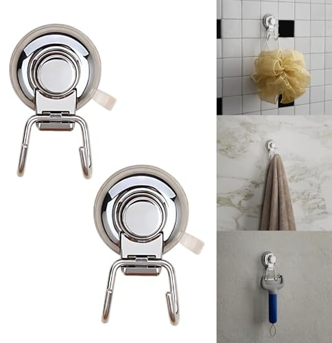 Boxonly Lot de 2 crochets à ventouse puissants en acier inoxydable pour douche