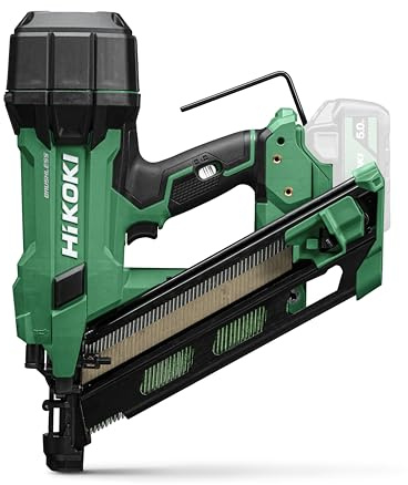 HiKOKI Cloueuse à bande sans fil 34° - 18 V, clous de 50 à 90 mm - Puissante, sans balais, entraînement pneumatique - Mallette de transport incluse (modèle à déclenchement unique uniquement)