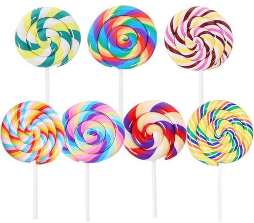 GMYIAK Pack of 7 candy decorations, cake decorations, lollipop decorations for mobile phone case decoration, DIY crafts, gifts, birthday cake, scrapbooking, 7.1 x 4.8 cm