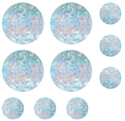 Lot de 32 autocollants de fenêtre ronds à prisme - Autocollants colorés pour fenêtre - Protection contre les oiseaux - Avec cercles fixes et ouverts - Pour la sécurité du verre - Protège les oiseaux