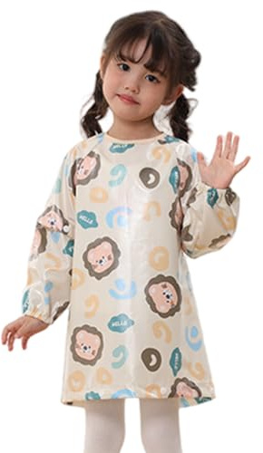 Baberos para bebés de 1 por ciento, babero de manga larga desmontable impermeable con lindo estampado de animales, babero de atar de cobertura completa durante 6-12 meses.