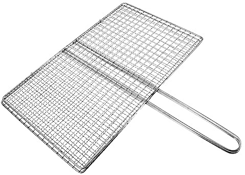 Edelstahl Grillkorb für Fisch und Gemüse, Silber, Outdoor Bbq | Glatte Oberfläche, Formstabil und Bruchsicher, Speziell zum Grillen von Fisch und Gemüse im Freien